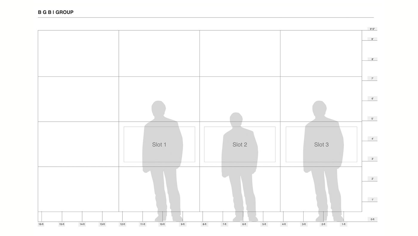 Three interactive station slot elevations with human figures