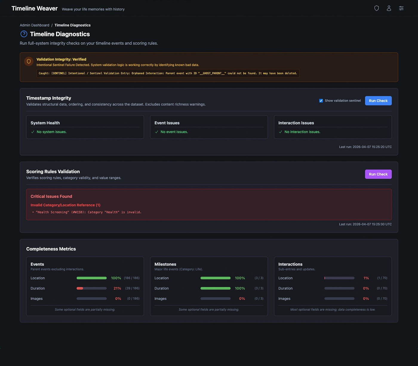 Timeline Diagnostics